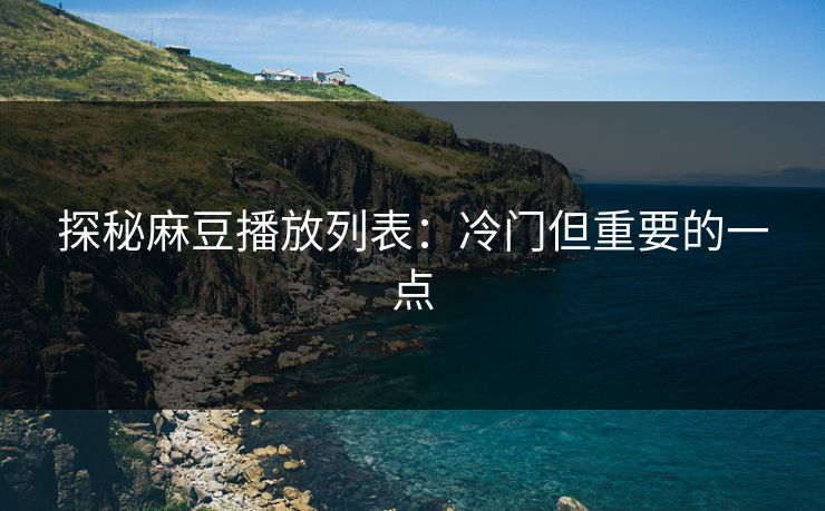 探秘麻豆播放列表：冷门但重要的一点  第1张