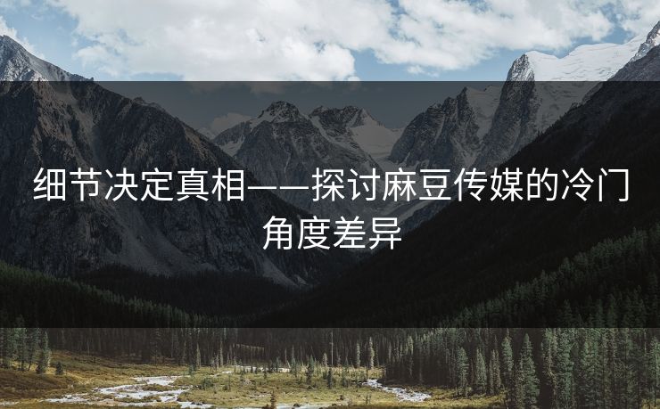 细节决定真相——探讨麻豆传媒的冷门角度差异  第1张