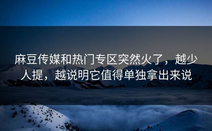 麻豆传媒和热门专区突然火了,越少人提,越说明它值得单独拿出来说 第1张 麻豆传媒和热门专区突然火了,越少人提,越说明它值得单独拿出来说 第1张