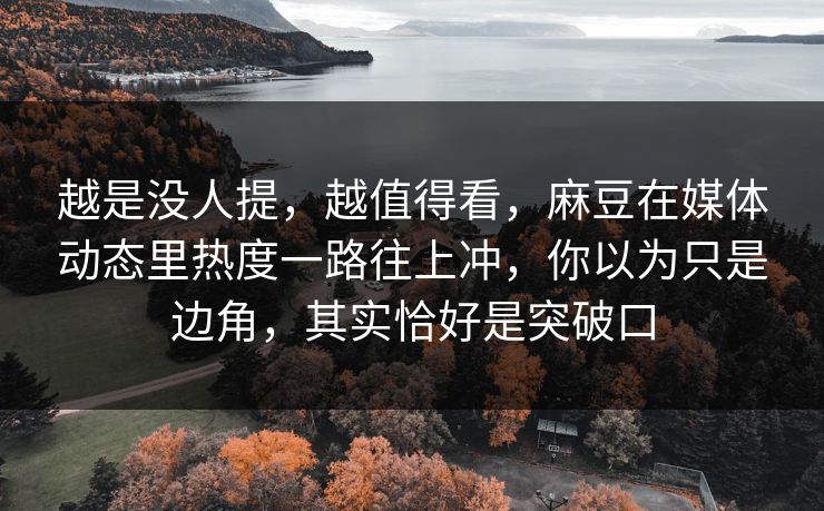 越是没人提,越值得看,麻豆在媒体动态里热度一路往上冲,你以为只是边角,其实恰好是突破口 第1张 越是没人提,越值得看,麻豆在媒体动态里热度一路往上冲,你以为只是边角,其实恰好是突破口 第1张