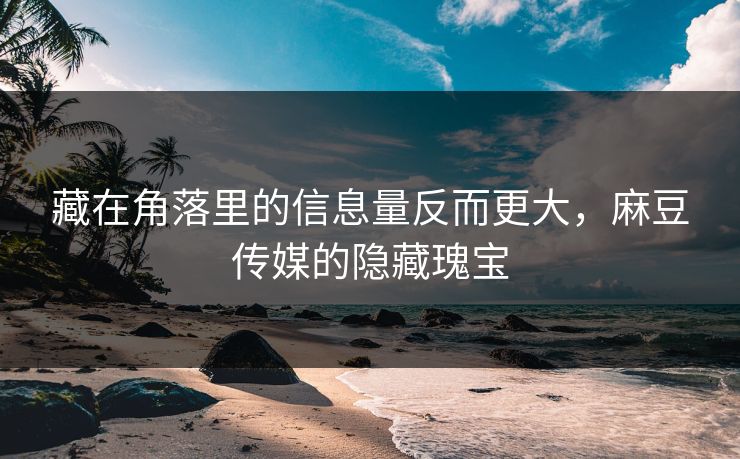 藏在角落里的信息量反而更大,麻豆传媒的隐藏瑰宝 第1张 藏在角落里的信息量反而更大,麻豆传媒的隐藏瑰宝 第1张