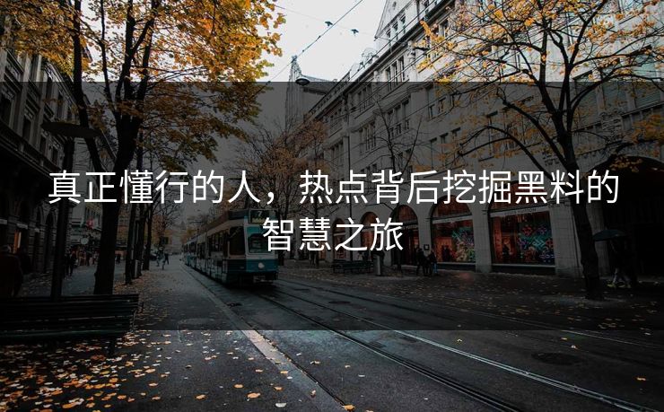 真正懂行的人,热点背后挖掘黑料的智慧之旅 第1张 真正懂行的人,热点背后挖掘黑料的智慧之旅 第1张